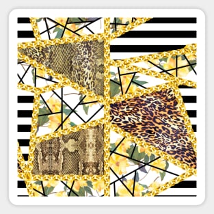 Animals skin texture with yellow flowers Magnet